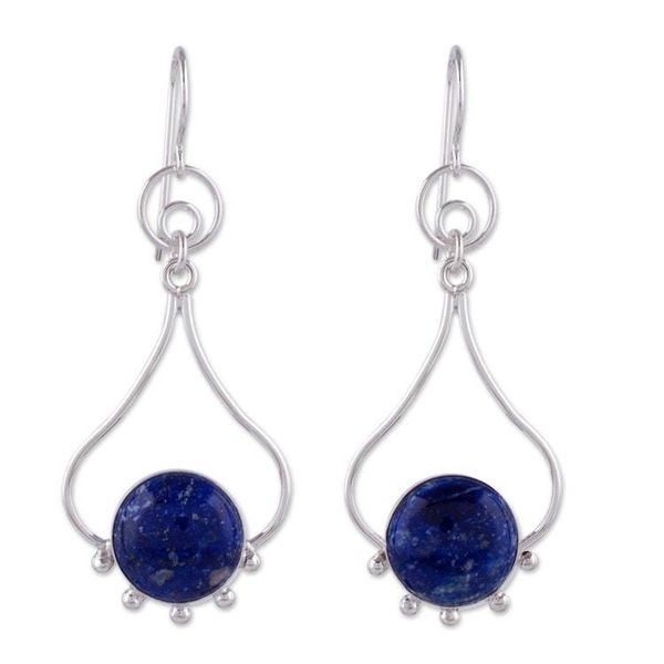 Alternate image for Lapis Lazuli and Silver Earrings Andean Moon