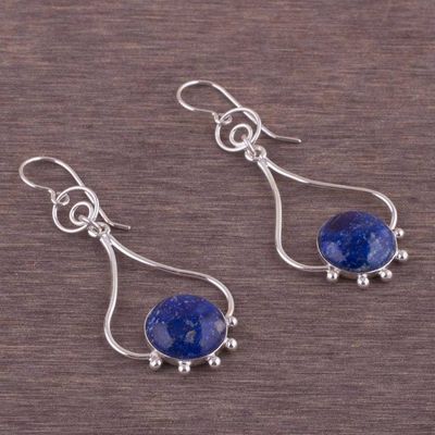 Alternate image for Lapis Lazuli and Silver Earrings Andean Moon