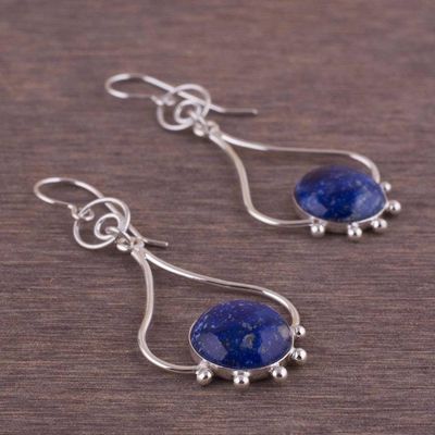 Alternate image for Lapis Lazuli and Silver Earrings Andean Moon