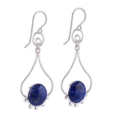 Alternate image for Lapis Lazuli and Silver Earrings Andean Moon