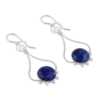 Alternate image for Lapis Lazuli and Silver Earrings Andean Moon