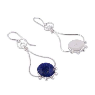 Alternate image for Lapis Lazuli and Silver Earrings Andean Moon
