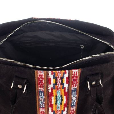 Alternate image for Cotton Handle Bag with Hand-Woven Inca-Themed Wool Accent Midnight Chic