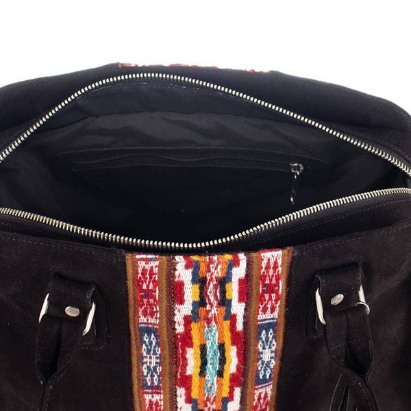 Alternate image for Cotton Handle Bag with Hand-Woven Inca-Themed Wool Accent Midnight Chic