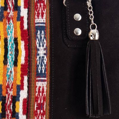 Alternate image for Cotton Handle Bag with Hand-Woven Inca-Themed Wool Accent Midnight Chic