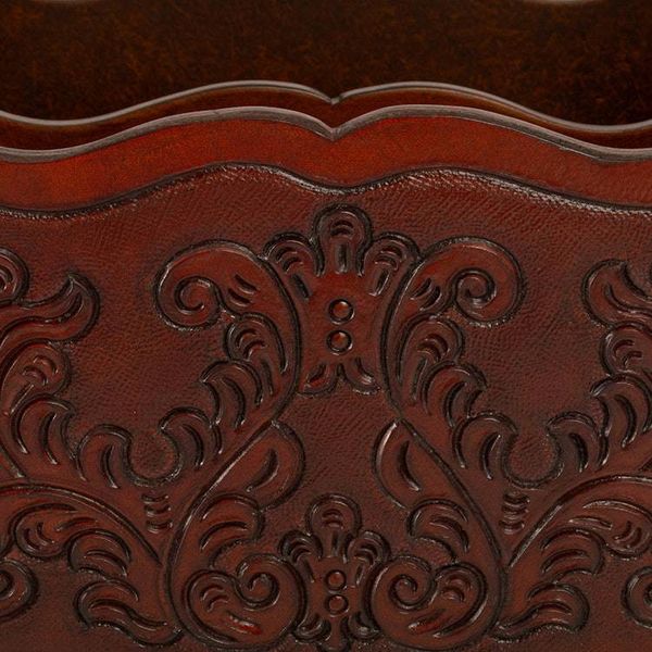 Alternate image for Colonial Pattern Wood and Leather Magazine Rack from Peru Colonial Vines