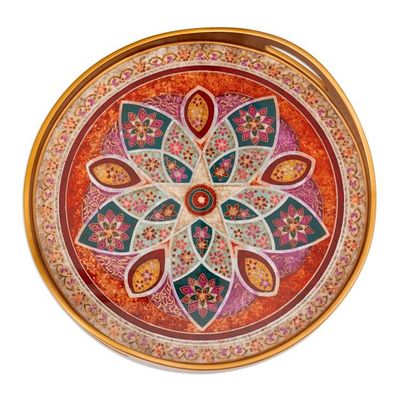 Alternate image for Spring-Themed Reverse-Painted Glass Tray in Red and Pink Spring Evening