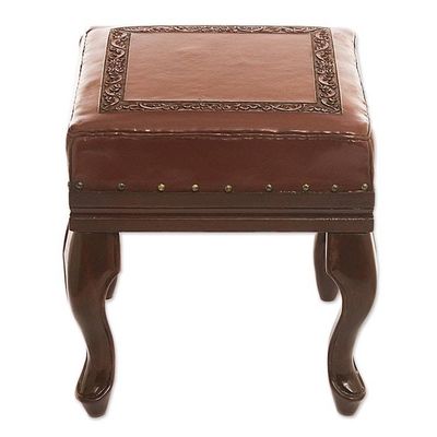 Alternate image for Traditional Wood Leather Ottoman Century