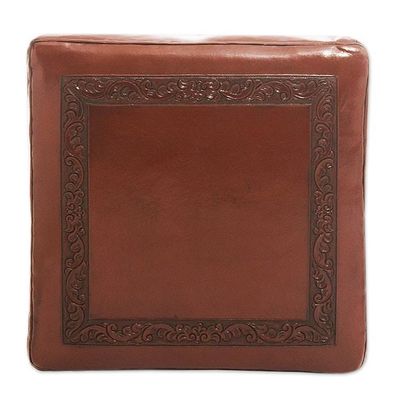 Alternate image for Traditional Wood Leather Ottoman Century