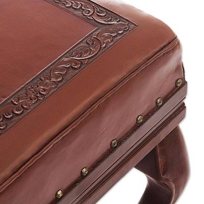 Alternate image for Traditional Wood Leather Ottoman Century