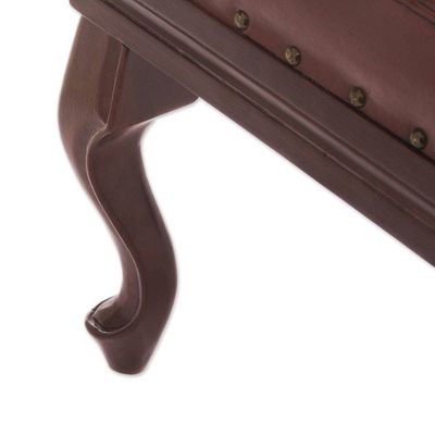 Alternate image for Traditional Wood Leather Ottoman Century