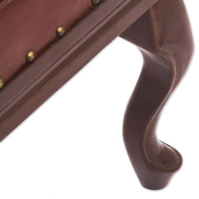 Alternate image for Traditional Wood Leather Ottoman Century