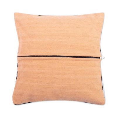Alternate image for Handloomed Black and Beige 100 Wool Greca Cushion Cover Greca Worldview