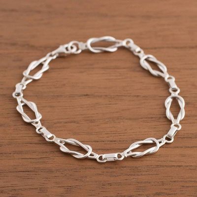 Alternate image for Sterling Silver Link Bracelet from Peru Intertwined Links