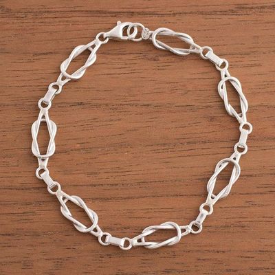 Alternate image for Sterling Silver Link Bracelet from Peru Intertwined Links