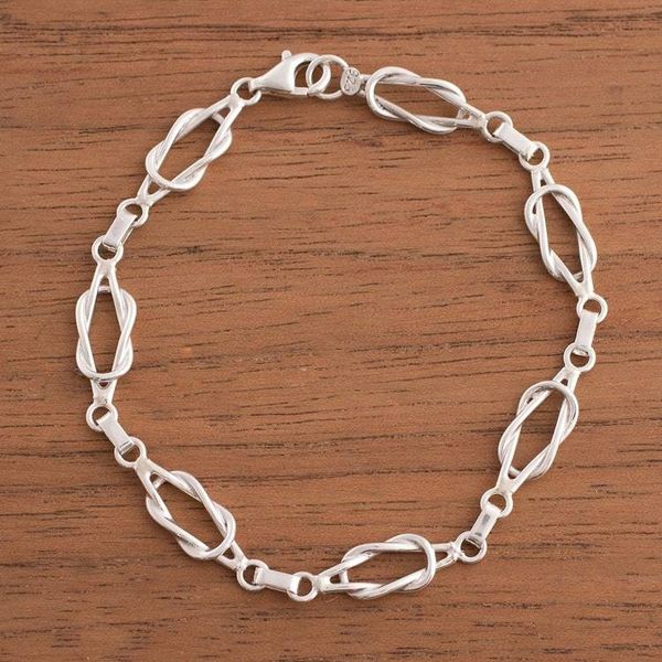 Alternate image for Sterling Silver Link Bracelet from Peru Intertwined Links