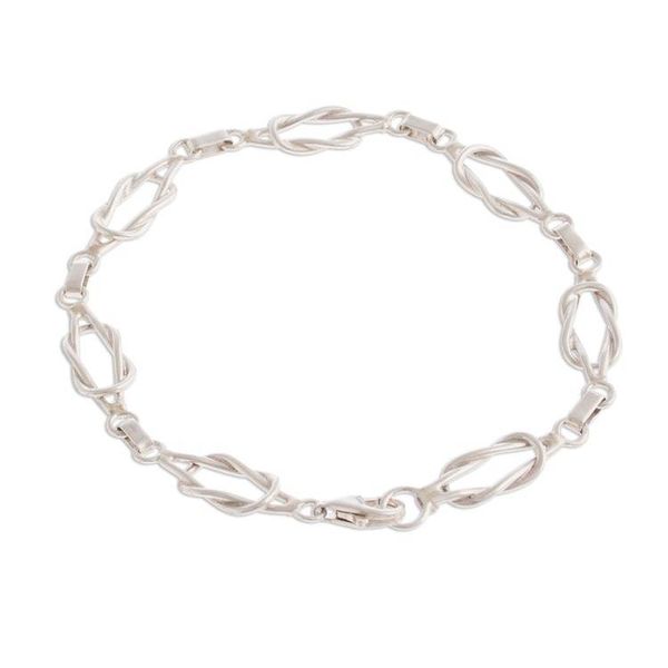 Alternate image for Sterling Silver Link Bracelet from Peru Intertwined Links