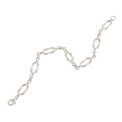 Alternate image for Sterling Silver Link Bracelet from Peru Intertwined Links