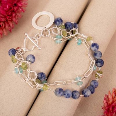 Alternate image for Ocean-Palette Multi-Gemstone Beaded Two-Strand Bracelet Voices of the Sea