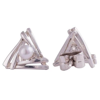 Alternate image for Triangular Cultured Pearl Stud Earrings from Peru Hidden Glow