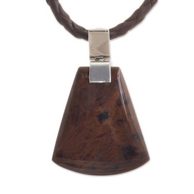 Alternate image for Mahogany Obsidian Pendant Necklace from Peru Dark Blade