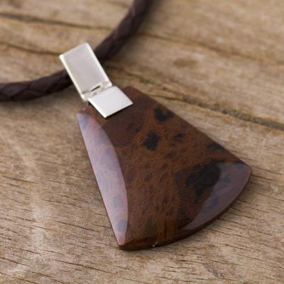 Alternate image for Mahogany Obsidian Pendant Necklace from Peru Dark Blade