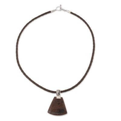Alternate image for Mahogany Obsidian Pendant Necklace from Peru Dark Blade