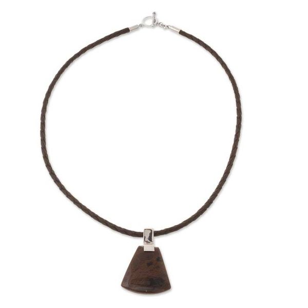 Alternate image for Mahogany Obsidian Pendant Necklace from Peru Dark Blade