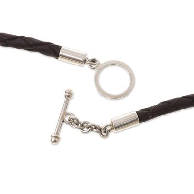 Alternate image for Mahogany Obsidian Pendant Necklace from Peru Dark Blade