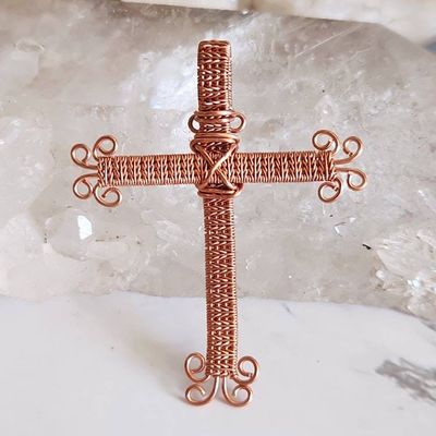 Primary image for Copper Wire Wrapped Cross Pendant