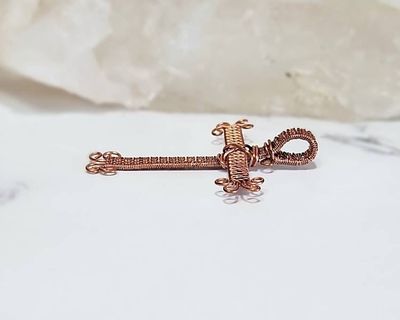 Alternate image for Copper Wire Wrapped Cross Pendant