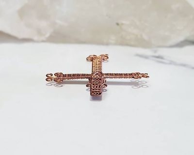 Alternate image for Copper Wire Wrapped Cross Pendant