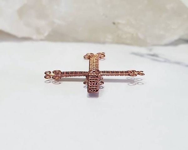 Alternate image for Copper Wire Wrapped Cross Pendant