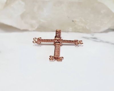 Alternate image for Copper Wire Wrapped Cross Pendant