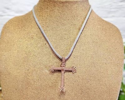 Alternate image for Copper Wire Wrapped Cross Pendant