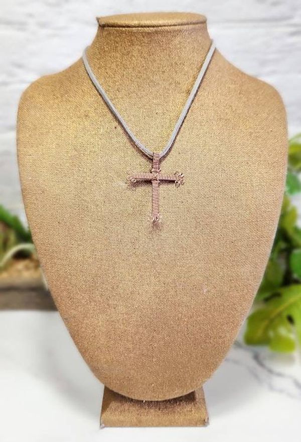 Alternate image for Copper Wire Wrapped Cross Pendant