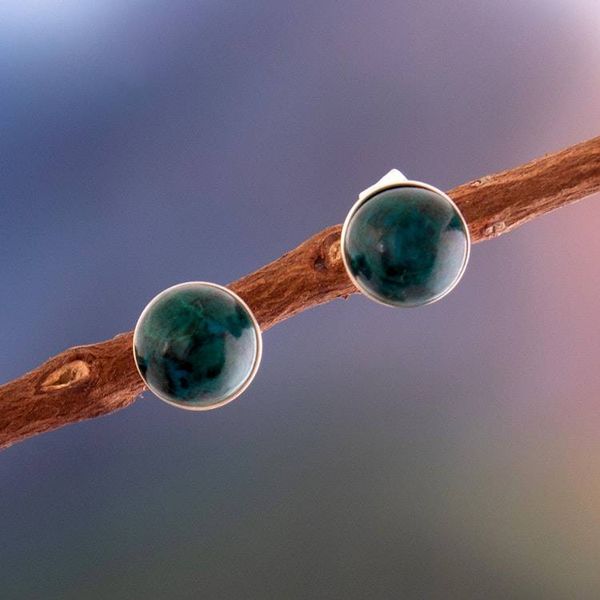 Alternate image for Blue-Green Chrysocolla Stud Earrings in Sterling Silver Amazon Colors