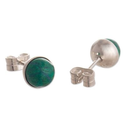 Alternate image for Blue-Green Chrysocolla Stud Earrings in Sterling Silver Amazon Colors
