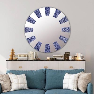 Alternate image for Circular Glass Wall Mirror in Blue from Peru Blue Rays