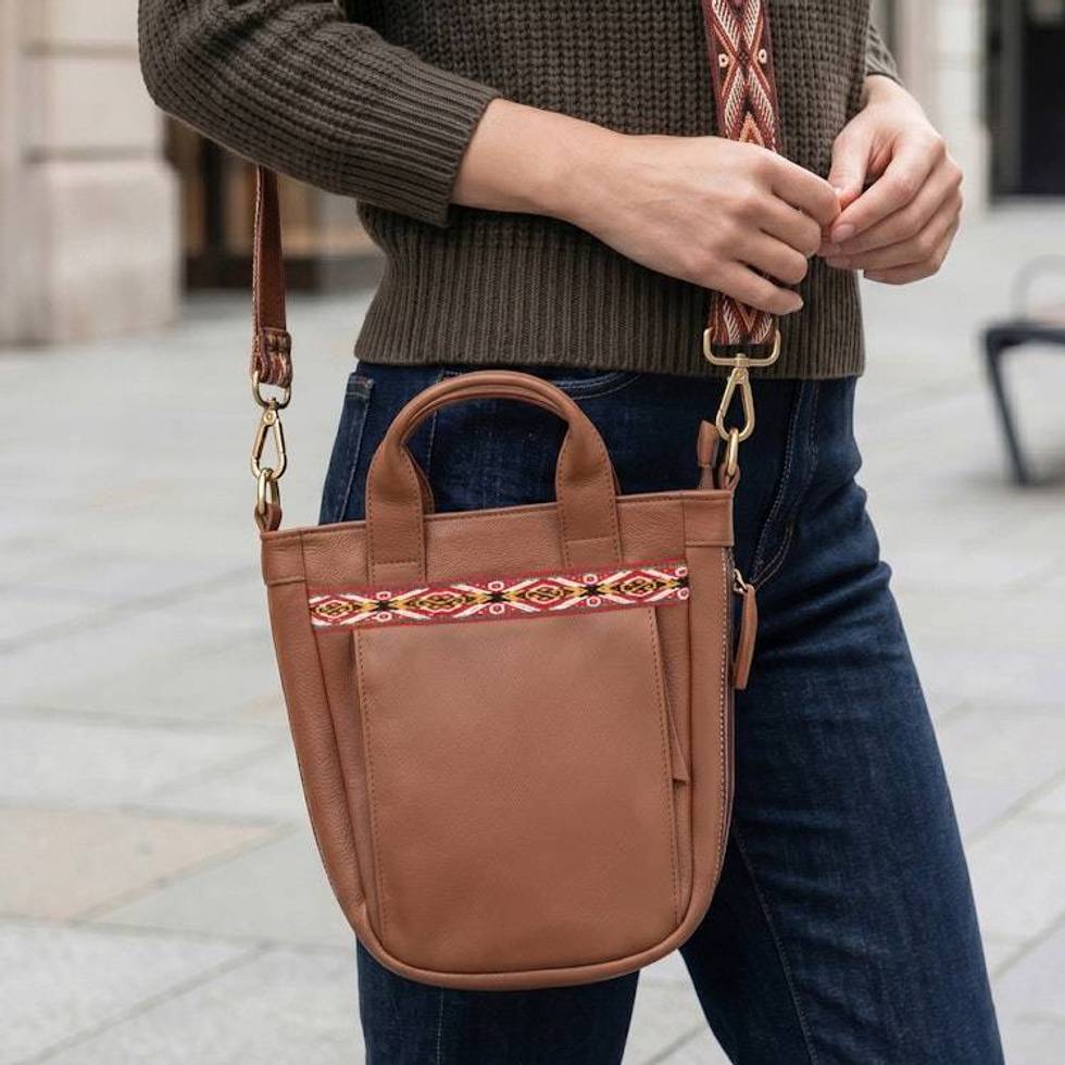 Versatile 100 Leather Sling with Woven Adjustable Strap 'Ancient Roads'