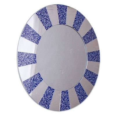 Alternate image for Circular Glass Wall Mirror in Blue from Peru Blue Rays