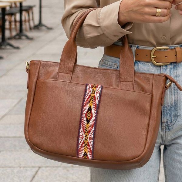 Alternate image for Versatile Espresso Brown Leather Sling with Wool Accents Valley Winds