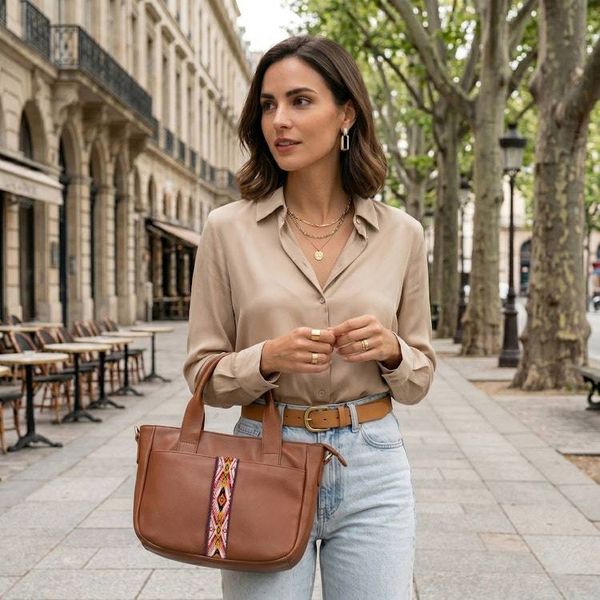Alternate image for Versatile Espresso Brown Leather Sling with Wool Accents Valley Winds