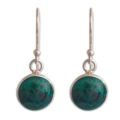 Alternate image for Blue-Green Chrysocolla Dangle Earrings in Sterling Silver Blue Green World