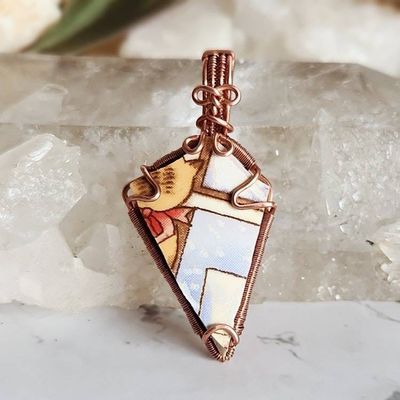 Primary image for Christmas Dish Copper Wire Wrapped Pendant