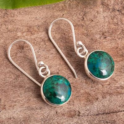 Alternate image for Blue-Green Chrysocolla Dangle Earrings in Sterling Silver Blue Green World