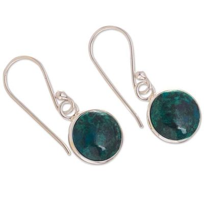 Alternate image for Blue-Green Chrysocolla Dangle Earrings in Sterling Silver Blue Green World