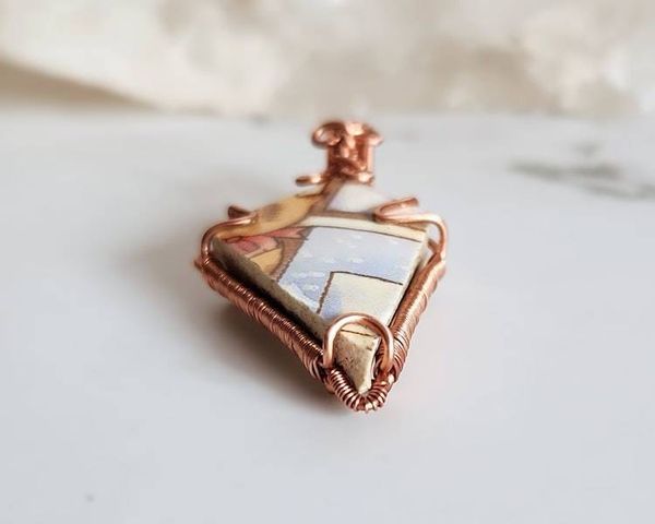 Alternate image for Christmas Dish Copper Wire Wrapped Pendant