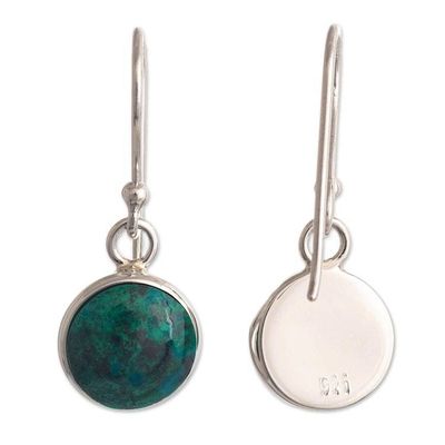 Alternate image for Blue-Green Chrysocolla Dangle Earrings in Sterling Silver Blue Green World