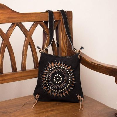 Primary image for Black and Brown Suede Laser Cut Sun Motif Sling Mesmerizing Sun